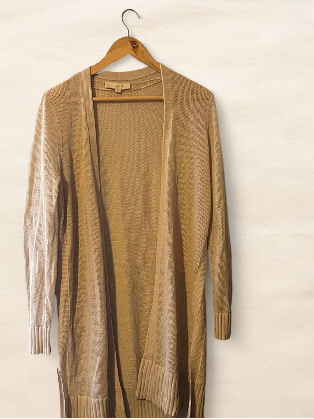LOFT Cream cardigan size M. Much lighter beige than pics. See all pics for ref
